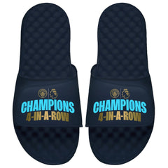Manchester City ISlide Unisex Four-Time Consecutive Premier League Champions Slide Sandals Discount - Navy 