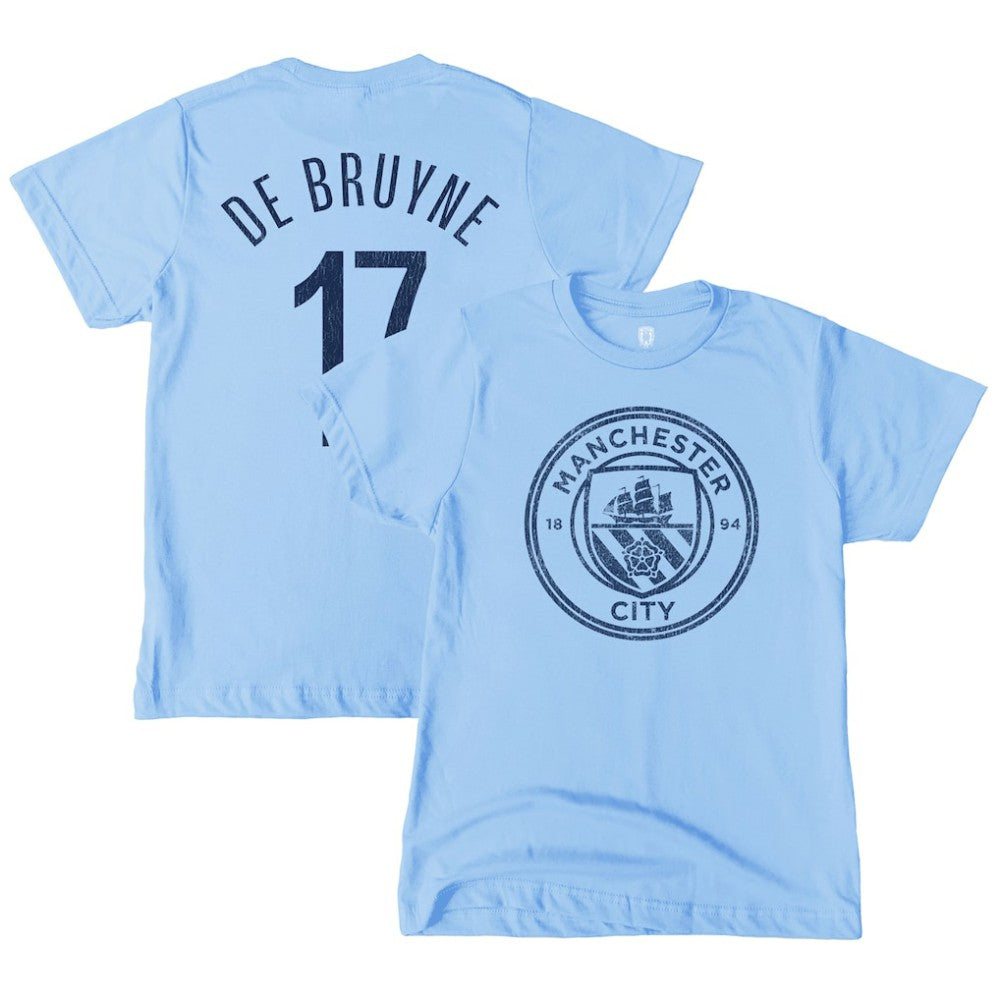 Kevin De Bruyne Manchester City 1863FC Youth Player T-Shirt Discount - Sky Blue 