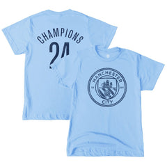 Manchester City 1863FC Youth 2024 Premier League Champions T-Shirt Discount - Sky Blue 