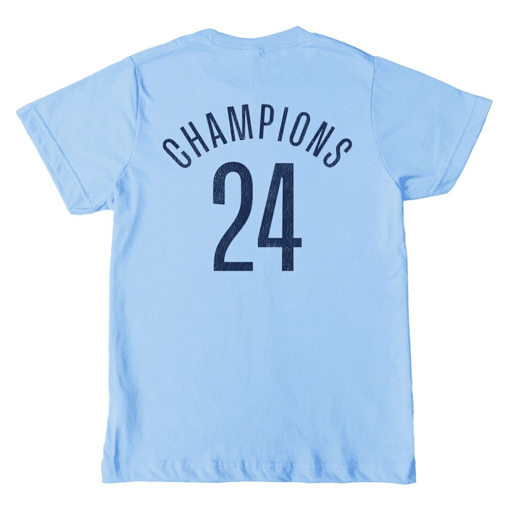 Manchester City 1863FC Youth 2024 Premier League Champions T-Shirt Discount - Sky Blue 