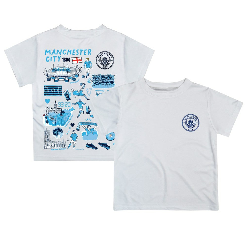 Manchester City Vive La Fete Toddler Impressions Artwork T-Shirt Discount - White 