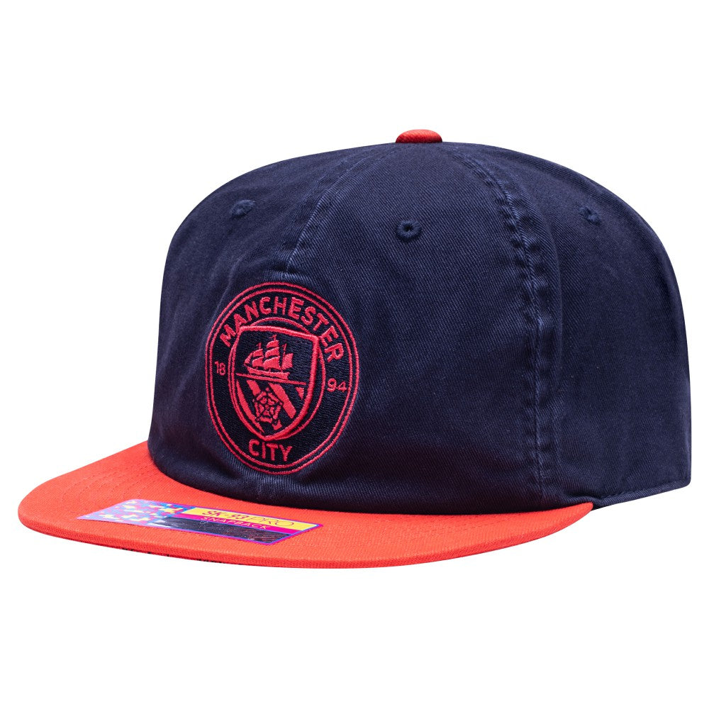 Manchester City Fan Ink Wander Snapback Hat Discount - Navy/Red 