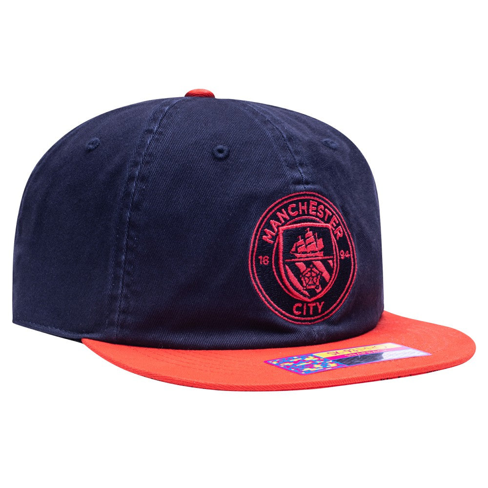 Manchester City Fan Ink Wander Snapback Hat Discount - Navy/Red 