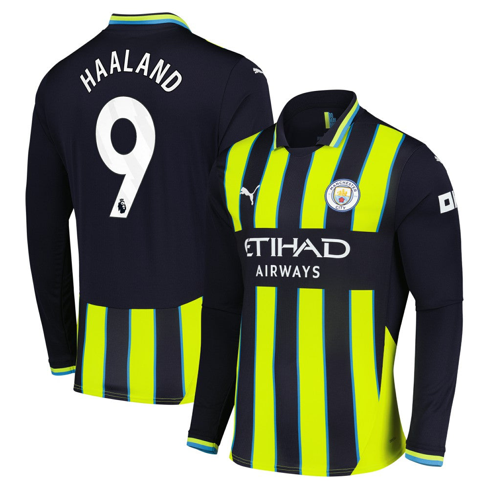 Erling Haaland Manchester City 2024/25 Away Replica Long Sleeve Player Jersey Discount - Navy 