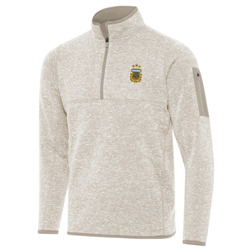 Argentina National Team Antigua Fortune Quarter-Zip Pullover Jacket for sale - Cream 
