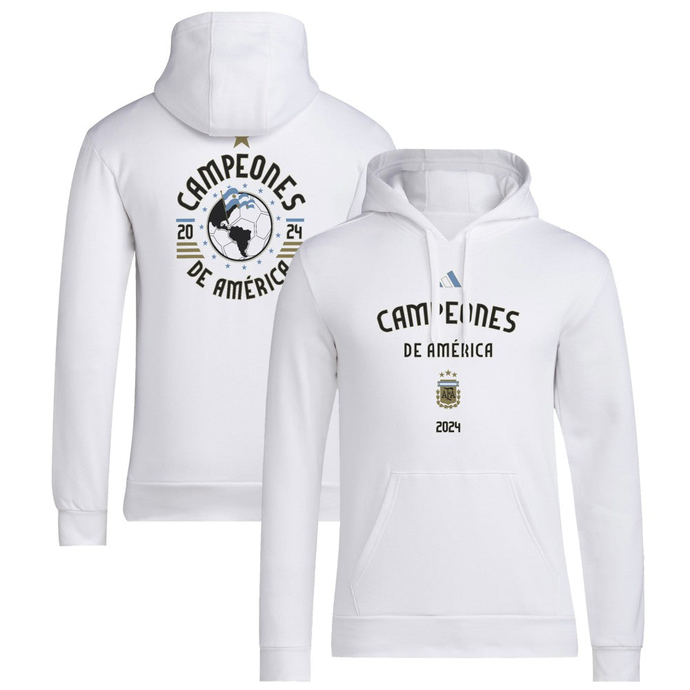 Argentina National Team 2024 Copa America Champions Pullover Hoodie for sale - White 