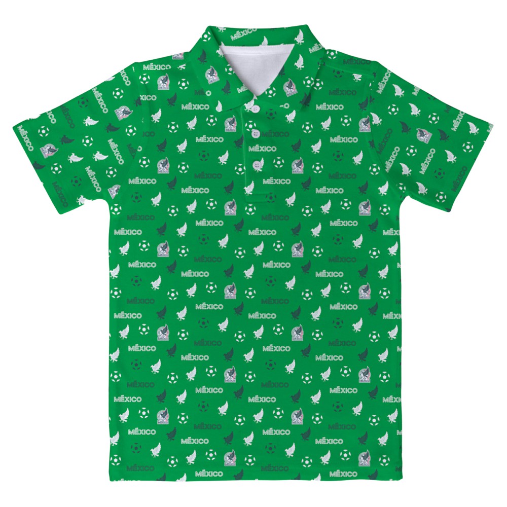 Mexico National Team Vive La Fete Toddler All-Over Print Polo for sale - Green 