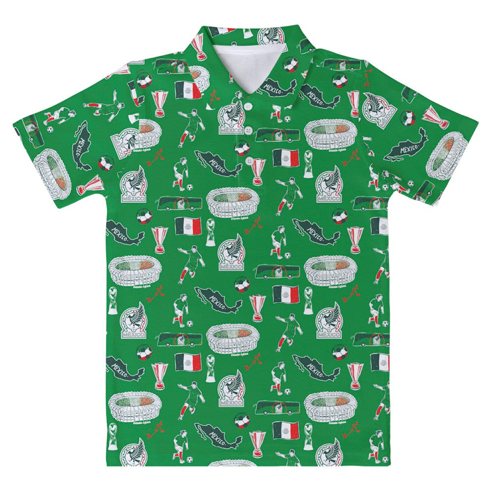 Mexico National Team Vive La Fete Toddler Impressions Artwork Polo for sale - Green 