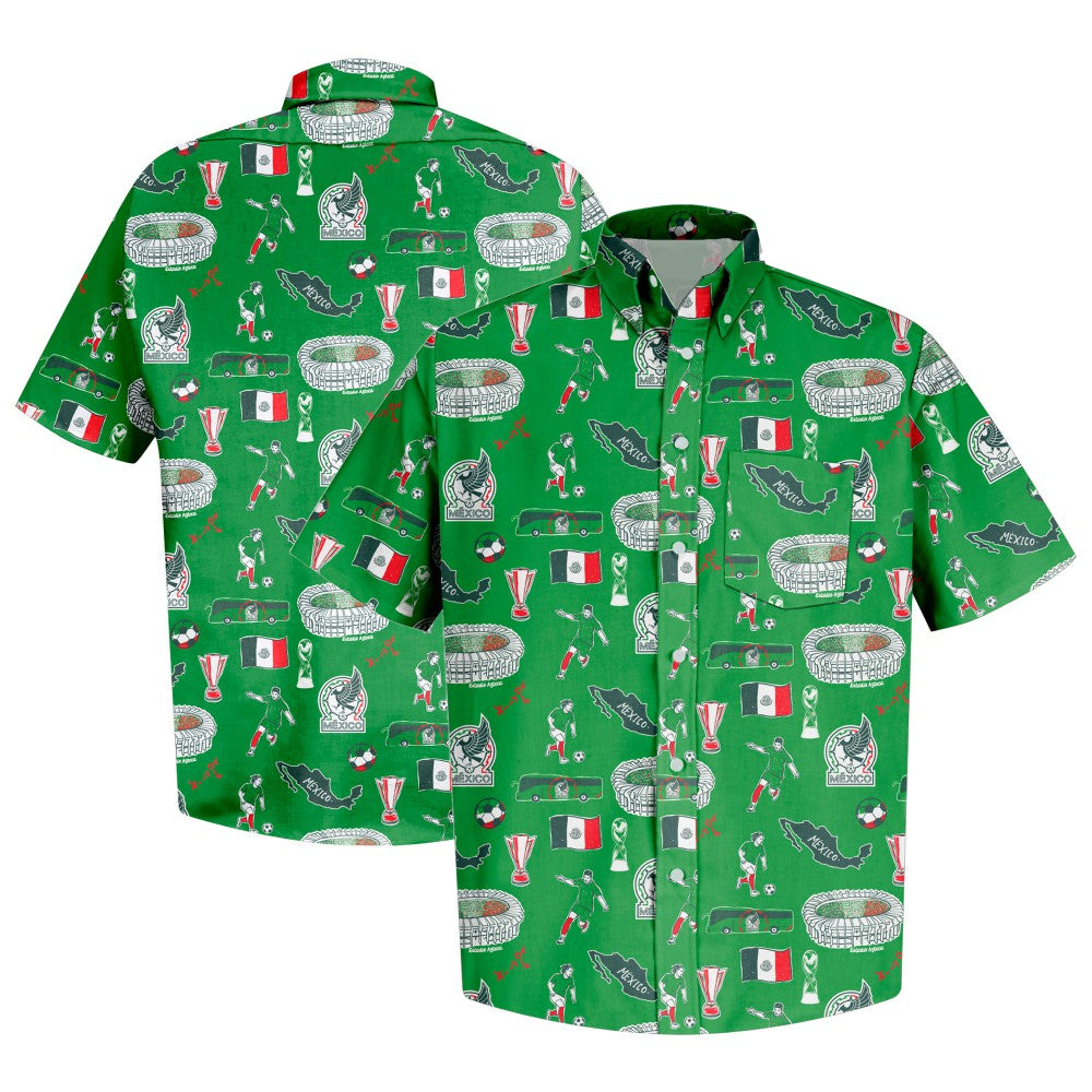 Mexico National Team Vive La Fete Impressions Artwork Button-Down Shirt for sale - Green 