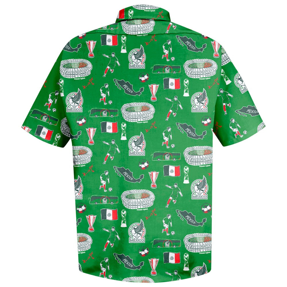 Mexico National Team Vive La Fete Impressions Artwork Button-Down Shirt for sale - Green 