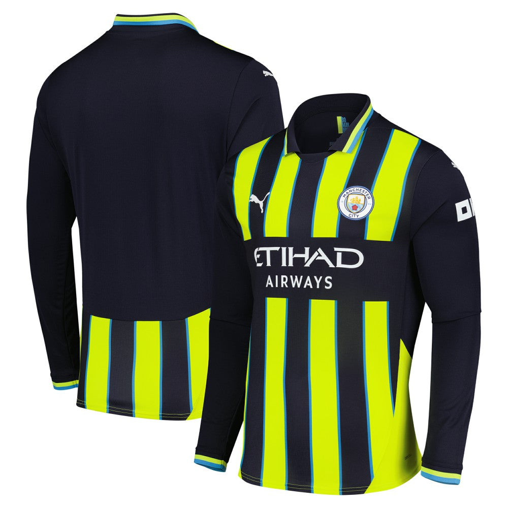 Manchester City 2024/25 Away Replica Long Sleeve Jersey Discount - Navy 