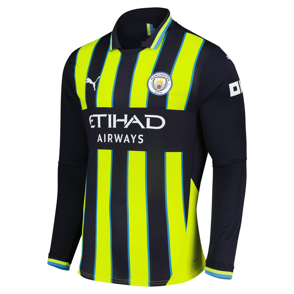 Manchester City 2024/25 Away Replica Long Sleeve Jersey Discount - Navy 