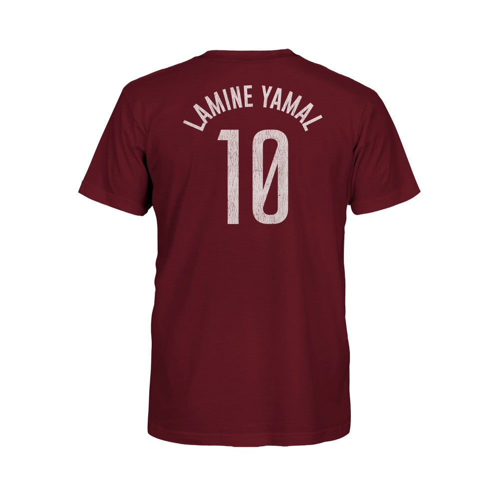 Lamine Yamal Barcelona 1863FC  Youth Player Name & Number T-Shirt on sale - Maroon 