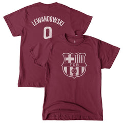 Robert Lewandowski Barcelona 1863FC  Youth Player T-Shirt on sale - Maroon 