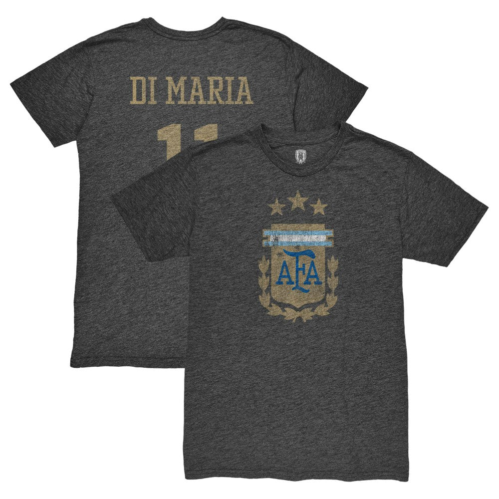 Angel Di Maria Argentina National Team 1863FC Retro Player Tri-Blend T-Shirt for sale - Black 
