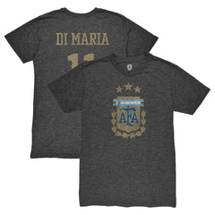 Angel Di Maria Argentina National Team 1863FC Retro Player Tri-Blend T-Shirt for sale - Black 