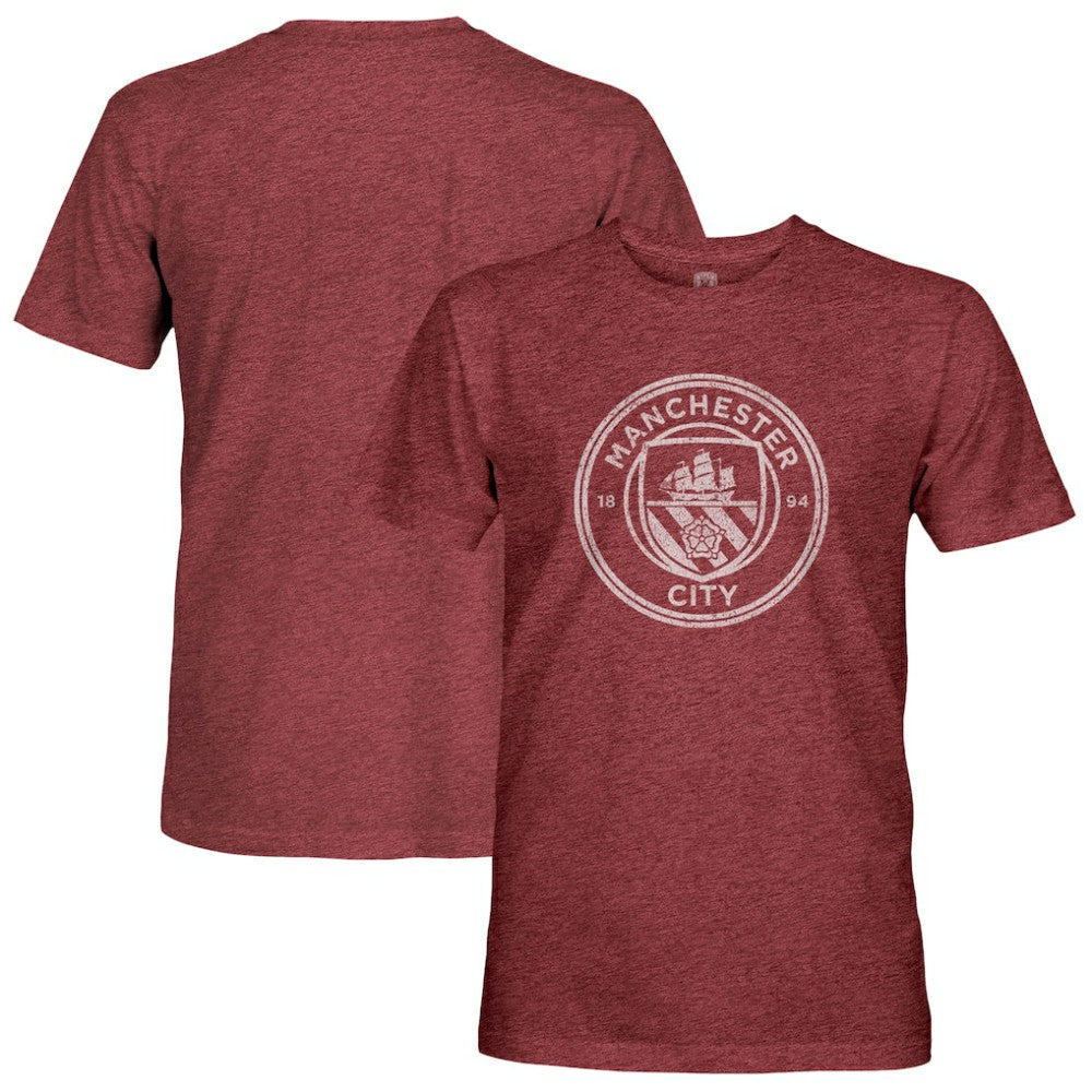 Manchester City 1863FC Mono Badge Retro Tri-Blend T-Shirt Discount - Maroon 