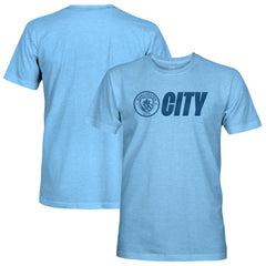 Manchester City 1863FC Mono Badge Lock-Up Retro Tri-Blend T-Shirt Discount - Sky Blue 