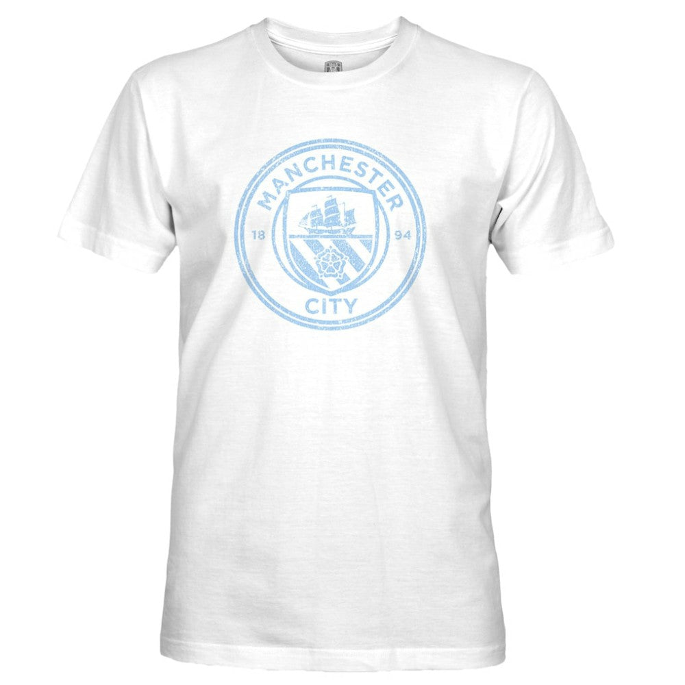 Manchester City 1863FC Mono Badge T-Shirt Discount - White 
