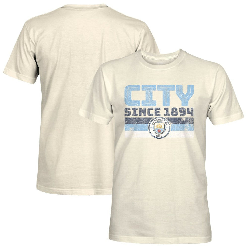 Manchester City 1863FC Retro Stripes T-Shirt Discount - Tan 