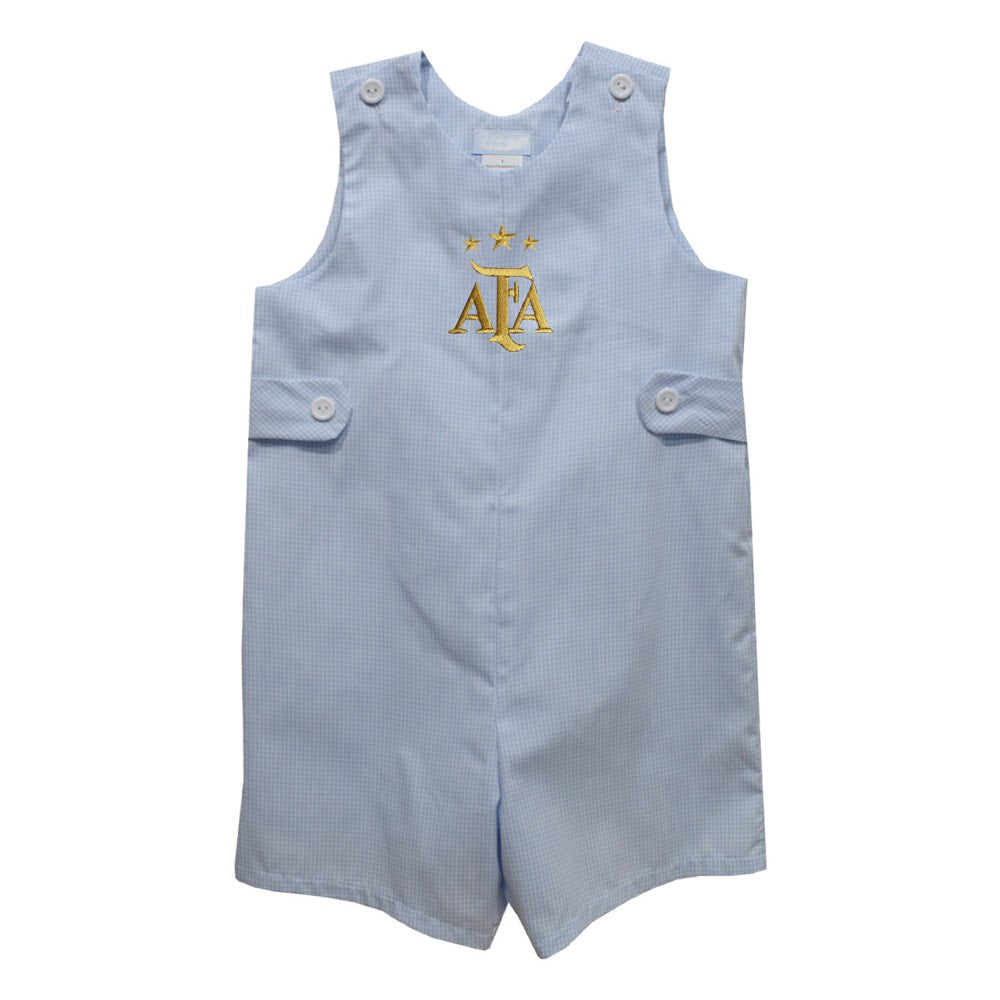 Argentina National Team Vive La Fete Girls Infant Infant Gingham Jon Jon Romper for sale - Light Blue 