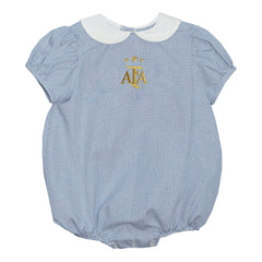 Argentina National Team Vive La Fete Girls Infant Gingham Puffy Bubble Dress for sale - Light Blue 
