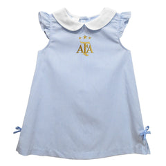 Argentina National Team Vive La Fete Girls Toddler Mini Checkered A-Line Dress for sale - Light Blue 