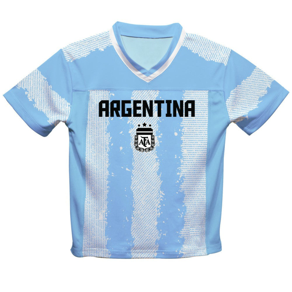 Lionel Messi Argentina National Team Vive La Fete Youth Painted Stripes Football Jersey for sale - Light Blue 