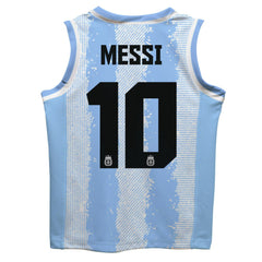 Lionel Messi Argentina National Team Vive La Fete Youth Painted Stripes Basketball Jersey for sale - Light Blue 
