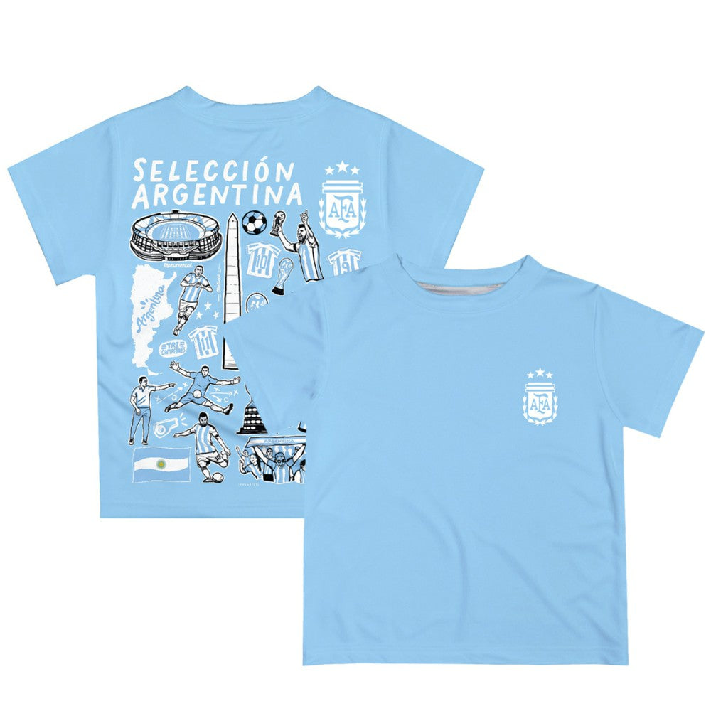 Argentina National Team Vive La Fete Youth Impressions Artwork T-Shirt for sale - Light Blue 
