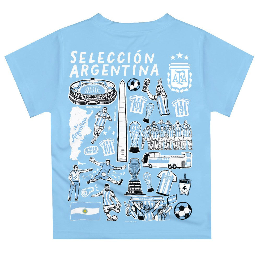 Argentina National Team Vive La Fete Youth Impressions Artwork T-Shirt for sale - Light Blue 