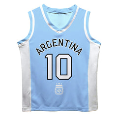 Lionel Messi Argentina National Team Vive La Fete  Mesh Basketball Jersey for sale - Light Blue 