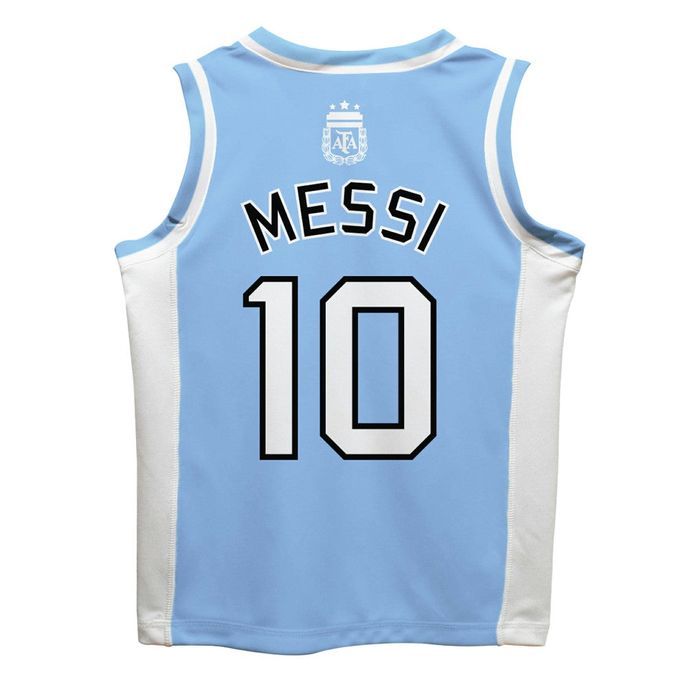 Lionel Messi Argentina National Team Vive La Fete  Mesh Basketball Jersey for sale - Light Blue 