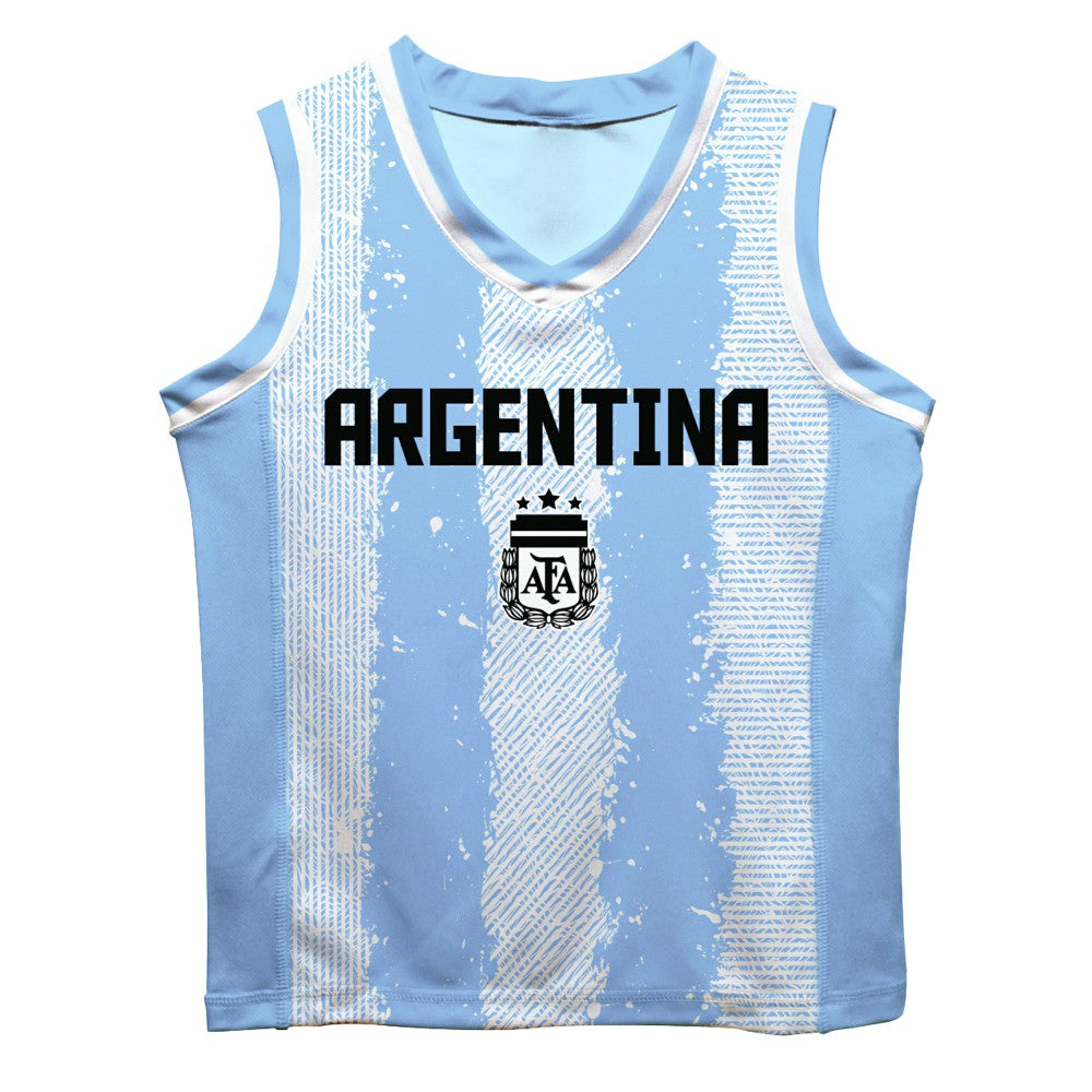 Lionel Messi Argentina National Team Vive La Fete  Mesh Basketball Jersey for sale - Light Blue 