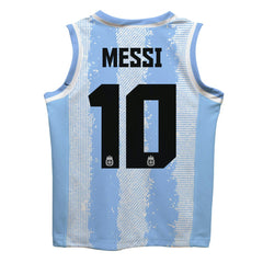Lionel Messi Argentina National Team Vive La Fete  Mesh Basketball Jersey for sale - Light Blue 