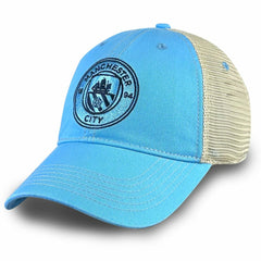 Manchester City 1863FC Mono Badge Vintage Trucker Adjustable Hat Discount - Sky Blue 