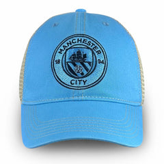 Manchester City 1863FC Mono Badge Vintage Trucker Adjustable Hat Discount - Sky Blue 