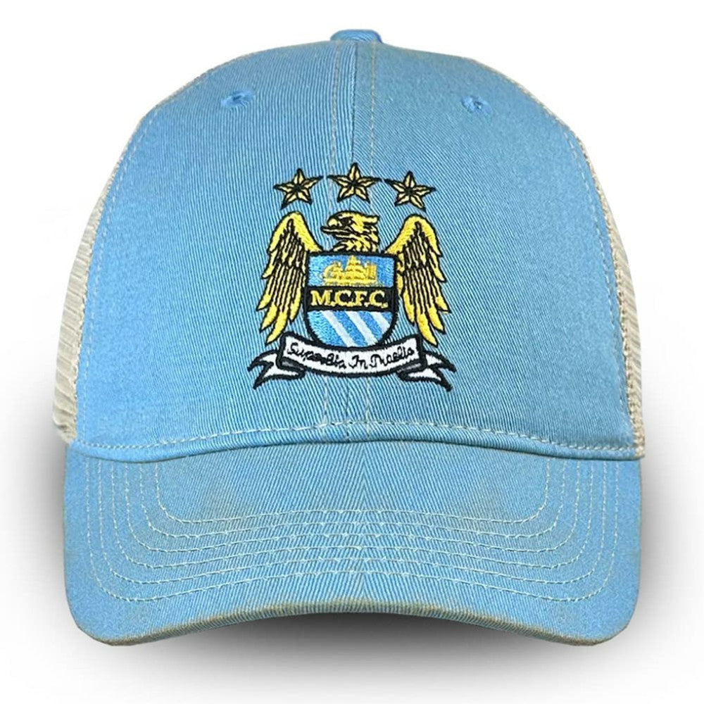 Manchester City 1863FC Retro Tea Washed Vintage Trucker Adjustable Hat Discount - Sky Blue 