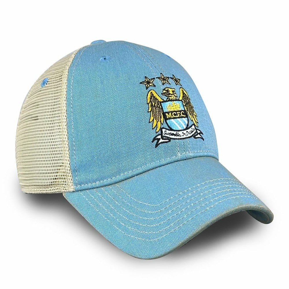 Manchester City 1863FC Retro Tea Washed Vintage Trucker Adjustable Hat Discount - Sky Blue 
