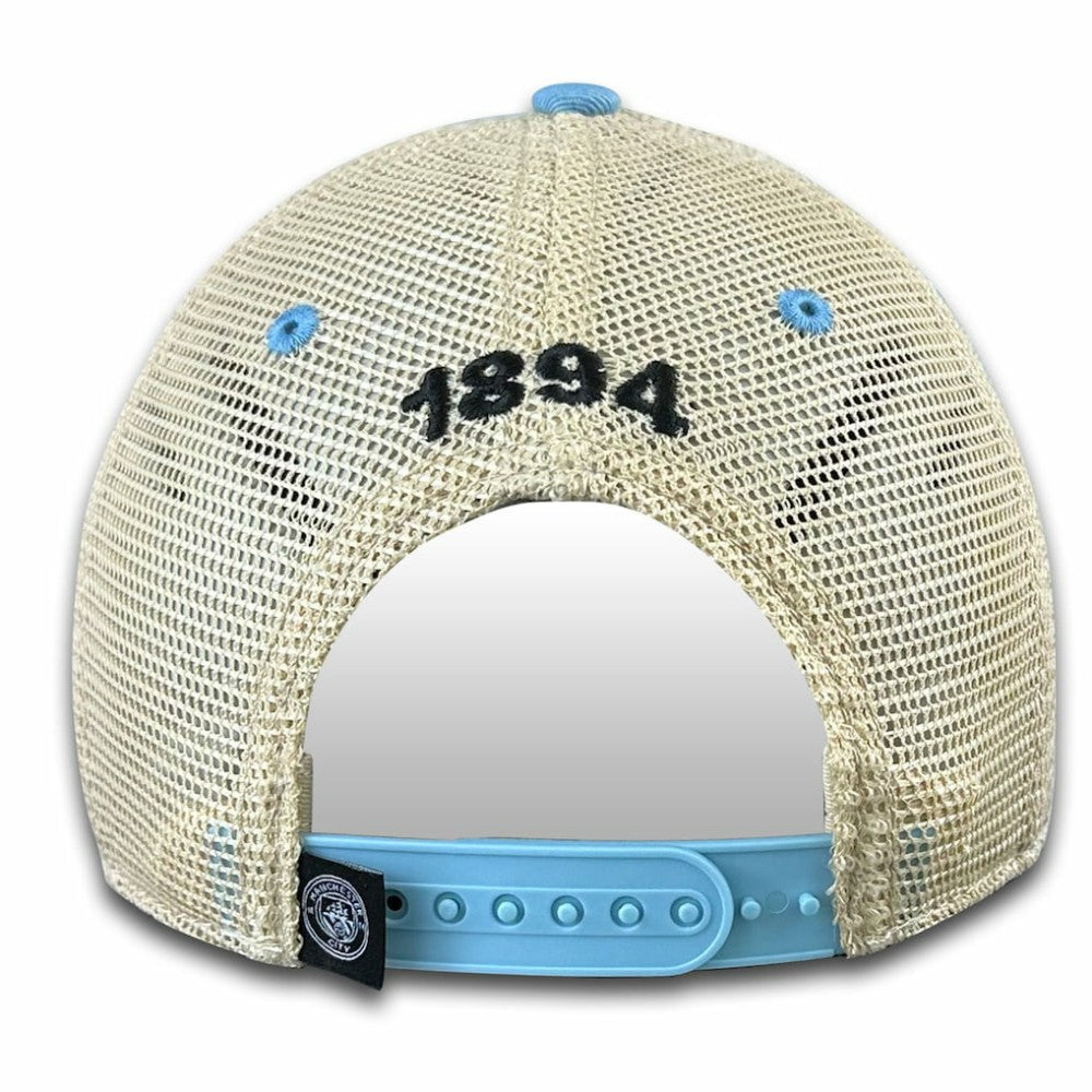 Manchester City 1863FC Retro Tea Washed Vintage Trucker Adjustable Hat Discount - Sky Blue 