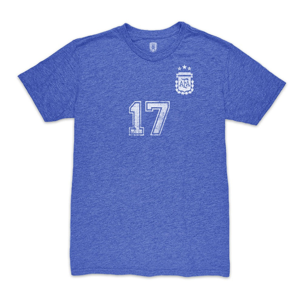 Alejandro Garnacho Argentina National Team 1863FC Player Vintage Tri-Blend T-Shirt for sale - Blue 