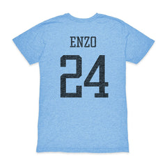Enzo Fernández Argentina National Team 1863FC Player Vintage Tri-Blend T-Shirt for sale - Light Blue 