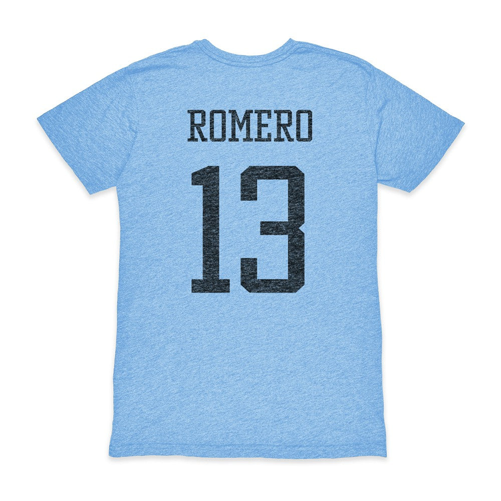 Cristian Romero Argentina National Team 1863FC Player Vintage Tri-Blend T-Shirt for sale - Light Blue 