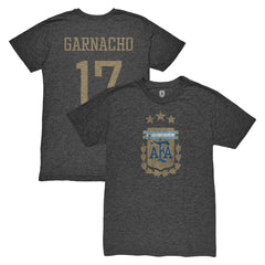 Alejandro Garnacho Argentina National Team 1863FC Player Vintage Tri-Blend T-Shirt for sale - Black 