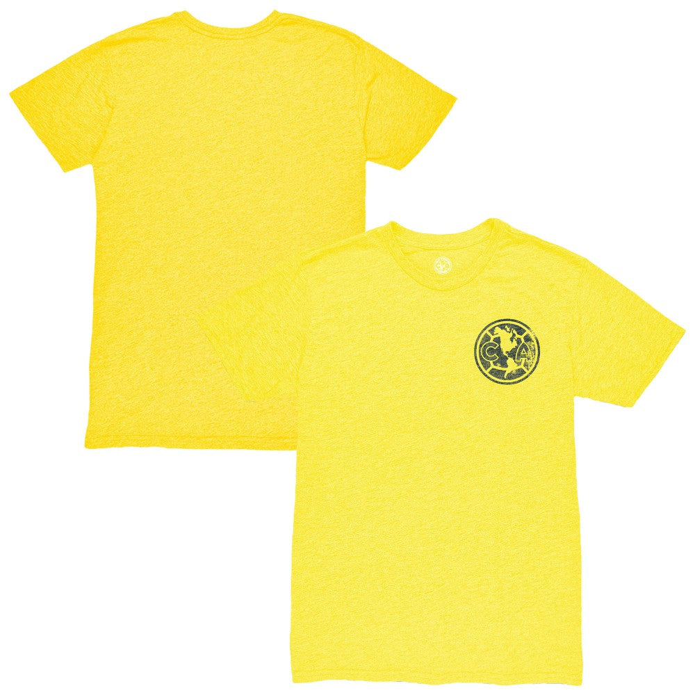 Club America 1863FC Left Mono Badge Vintage Tri-Blend T-Shirt Discount - Yellow 