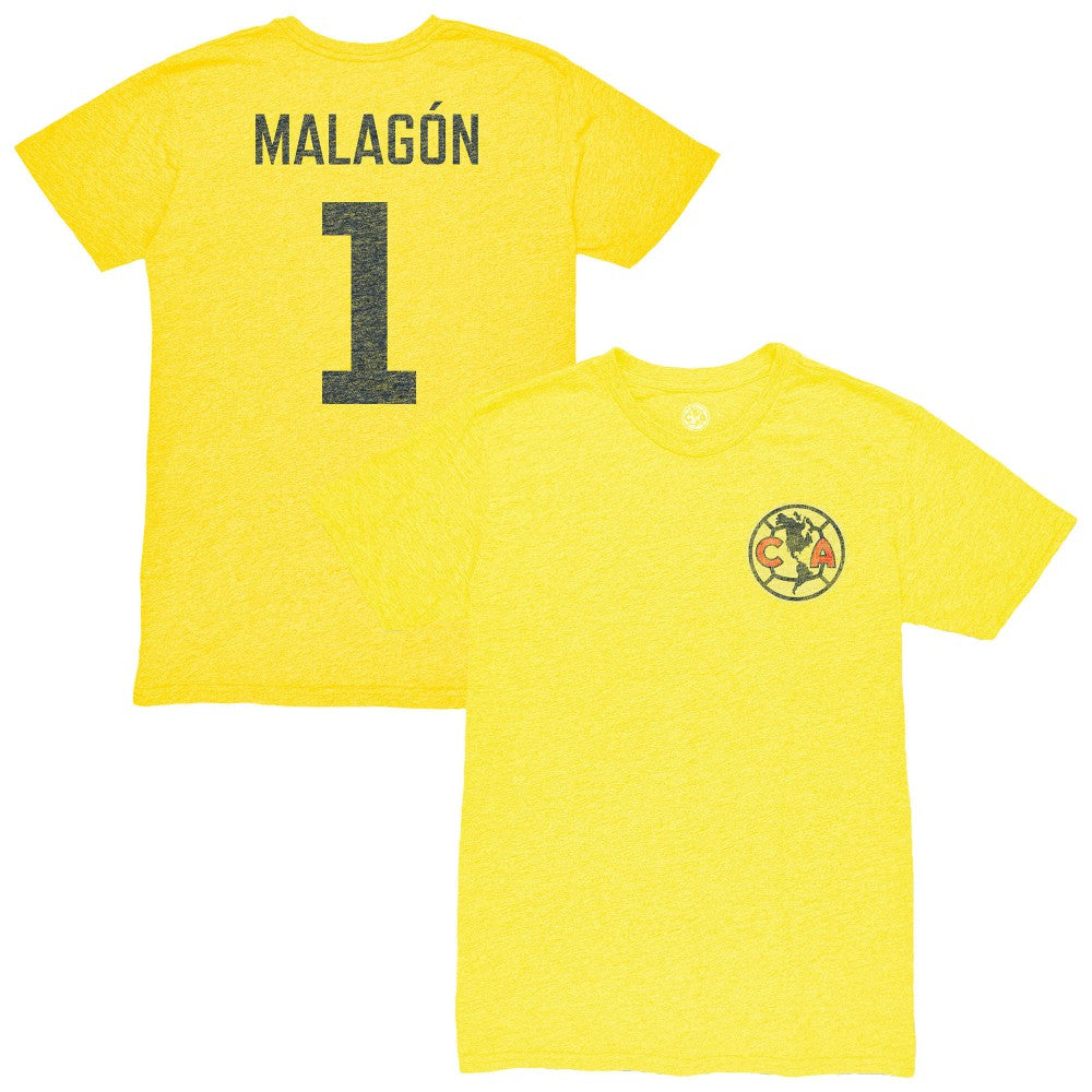 Luis Malagón Club America 1863FC Vintage Player Name & Number Tri-blend T-Shirt Discount - Yellow 