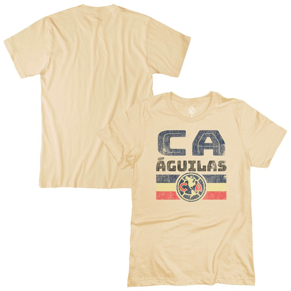 Club America 1863FC Retro Stripes T-Shirt Discount - Tan 