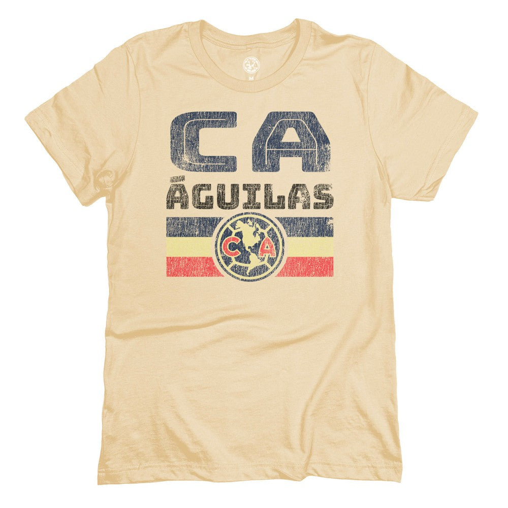Club America 1863FC Retro Stripes T-Shirt Discount - Tan 