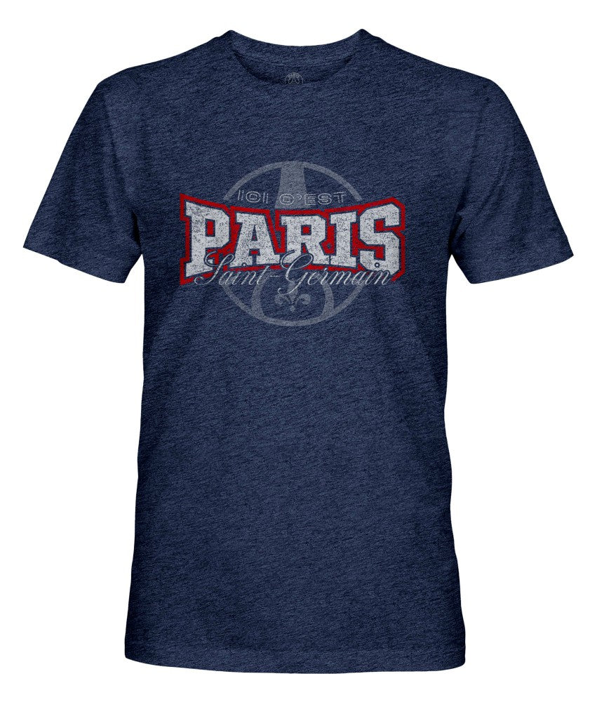 Paris Saint-Germain 1863FC Athletic Wordmark Vintage Tri-Blend T-Shirt on sale - Navy 