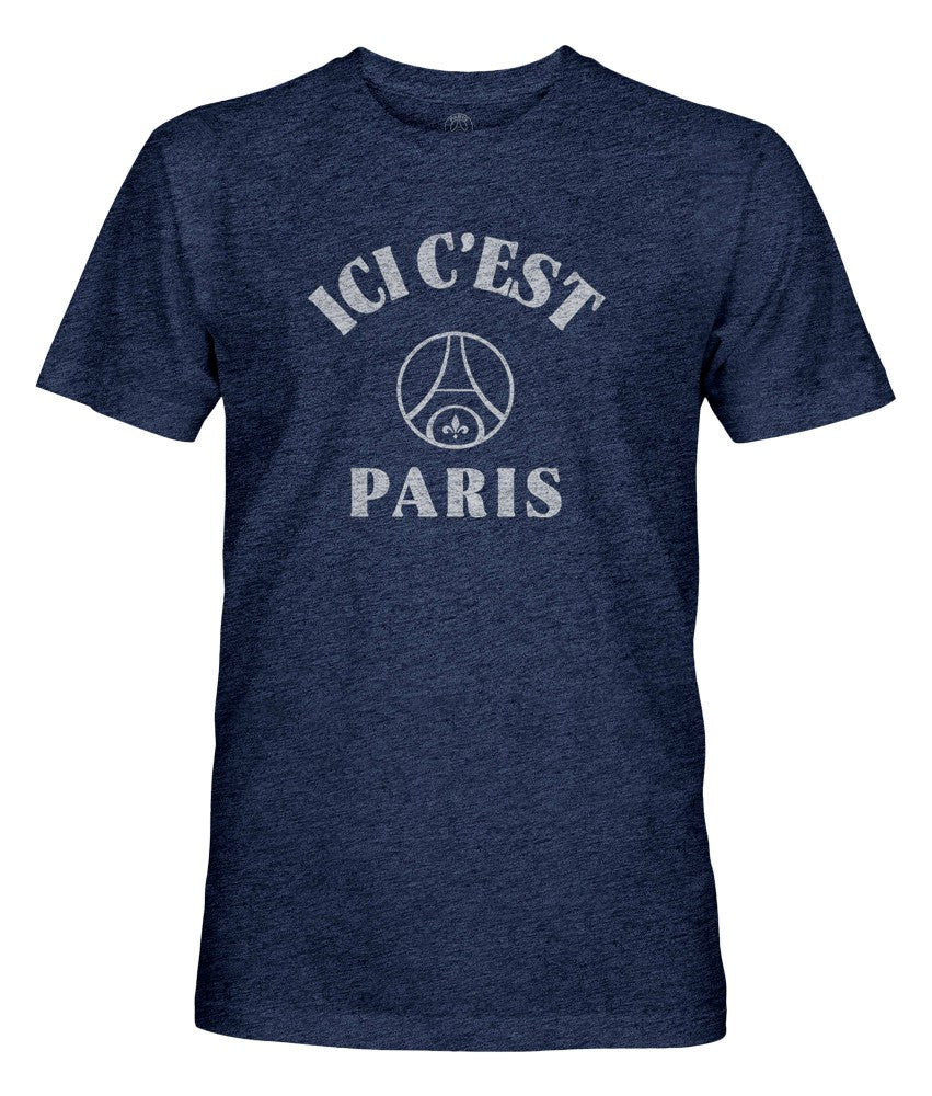 Paris Saint-Germain 1863FC Team Arch Vintage Tri-Blend T-Shirt on sale - Navy 